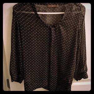 Polka dot tie neck blouse The Limited
